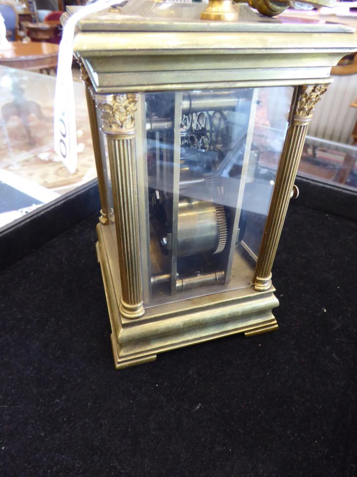 A Brass Striking and Repeating Carriage Clock, retailed by Gibson & Co, Paris, circa 1900, - Image 4 of 9