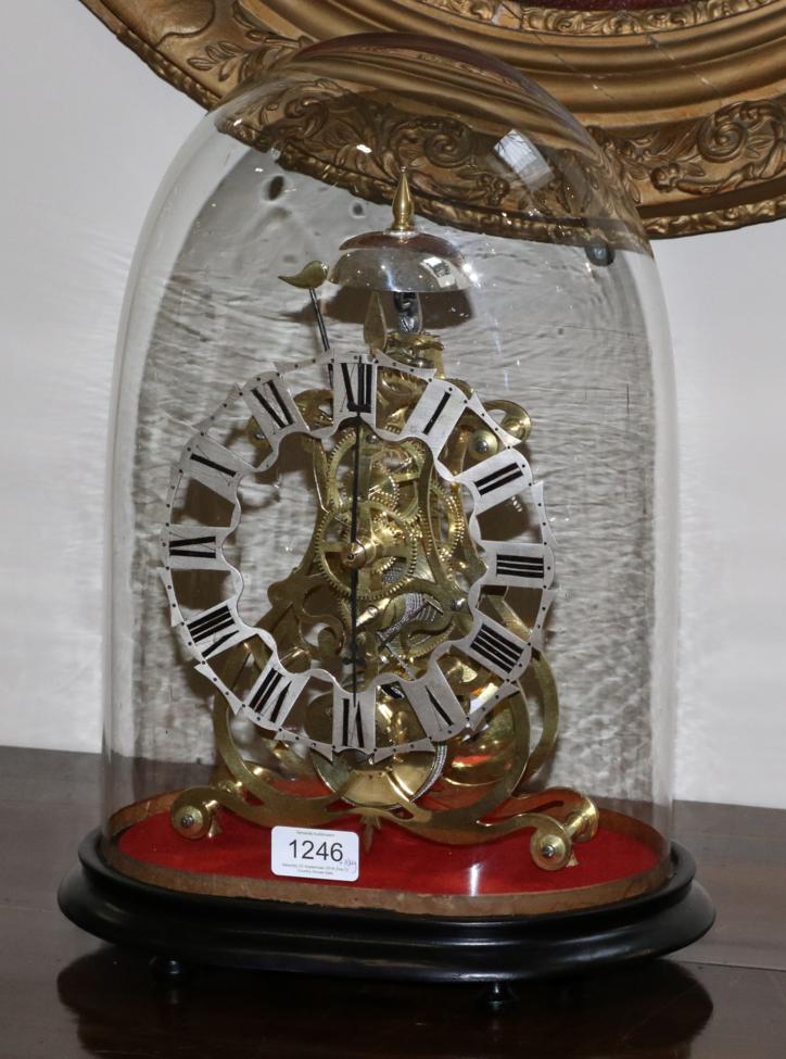 A Brass Skeleton Mantel Timepiece with Passing Strike, circa 1880, single fusee movement with an