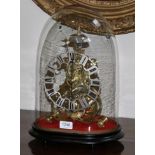 A Brass Skeleton Mantel Timepiece with Passing Strike, circa 1880, single fusee movement with an