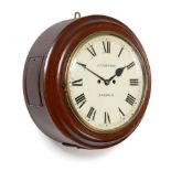 A Mahogany Striking Wall Clock, side and bottom doors, 12-inch painted Roman numeral dial bearing