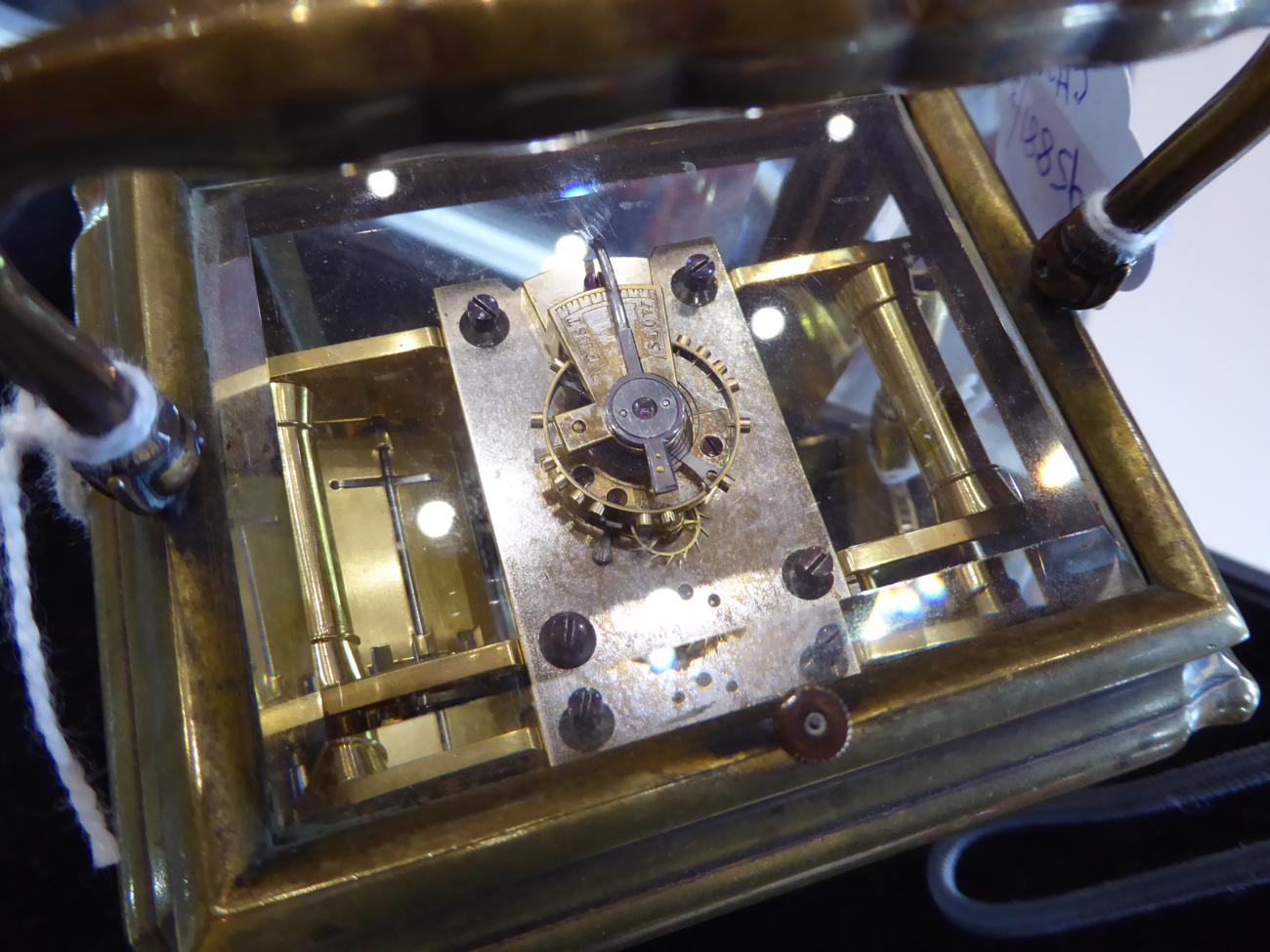 A Brass Striking and Repeating Carriage Clock, stamped Soldano on the Platform Escapement, circa - Image 6 of 7