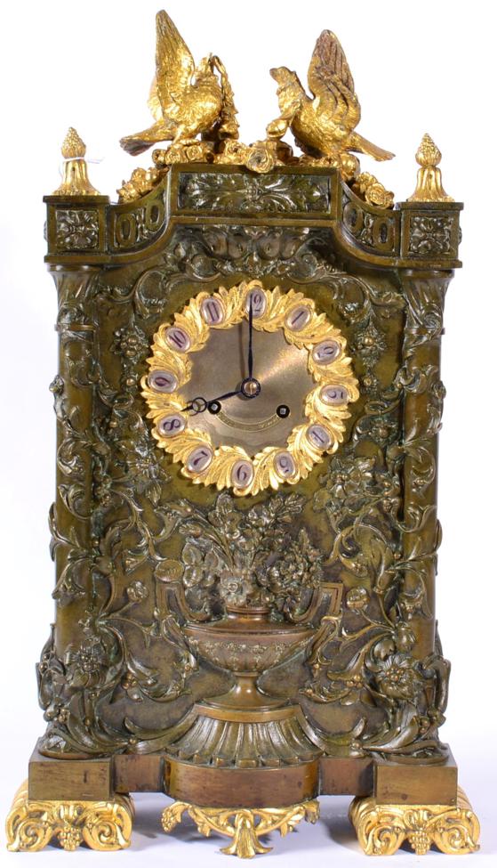 An Ormolu and Bronzed Striking Mantel Clock, signed J.F.Deniere a Paris, 2nd quarter 19th century,