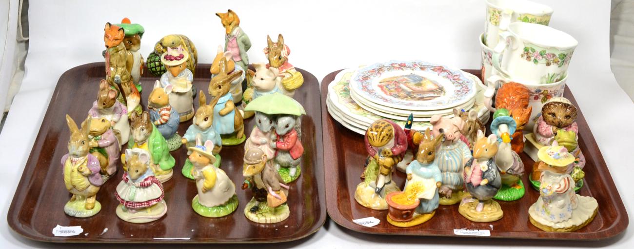 A collection of assorted Beatrix Potter, Brambly Hedge and Beswick figures, cups saucers and