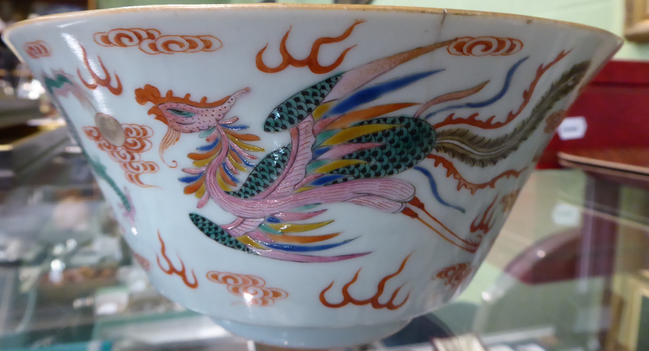 A group of Chinese porcelain to include a dragon and phoenix bowl; tea bowl and saucers ; together - Image 3 of 15