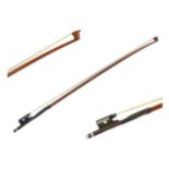 Violin Bow silver mounted length excluding button 730mmSome wear around hand position, screw/
