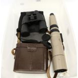 Ross 9x35 Solaross Binoculars (cased) WA 10x50 Binoculars in soft rubber casing and Bausch & Lomb '