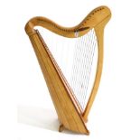 Clarsach (Celtic Harp) 34 string with tuning key, made from a variety of woods 114cm highAppears