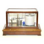 Casella (London) Barograph with single piece vacuum bellows, in glazed case with bevelled glass