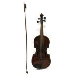 Violin 14 1/4'' one piece back, stamp on back below button 'AS', with bow stamped 'Homa DRGM