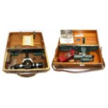 W & L E Gurley (USA) Level no.581004, black finish on base with spirit level and needle compass (