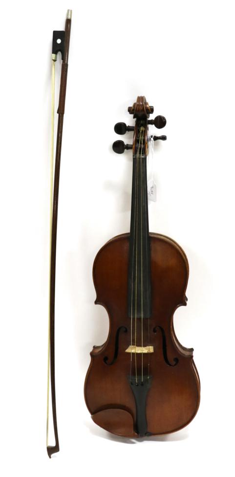 Violin 14'' two piece back, decorative purfling under back button, ebony fingerboard, labelled ''