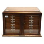 Microscope Slide Cabinet with 24 drawers each 17 1/4x11'', 44x28cm in mahogany case with glazed