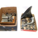 A Pathé Openwerk Phonograph c1900 with three incomplete floating reproducers, key wind spring motor,