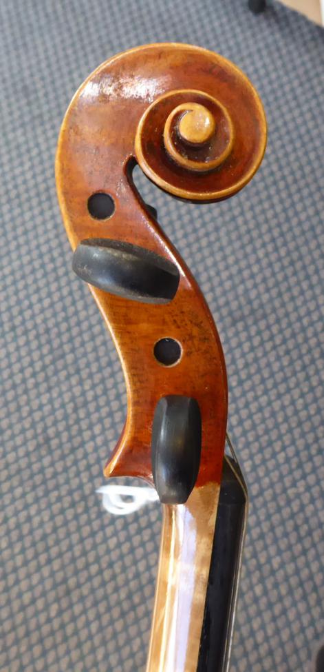 Violin 14'' two piece back, ebony fingerboard tailpiece and pegs, with label 'Hopf Anno 1973', cased - Image 7 of 12