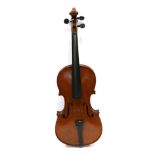 Violin 14'' two piece back with label 'Carlo Storioni Cremonisis Facibat 1903', casedAppears to have