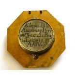 Pocket Sundial later reproduction of Augsburg, hexagonal form 6cm diameter (cased)