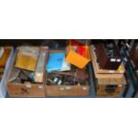 Various Woodworking Tools a mixed let including brace and drill bits, mallet, planes and other (