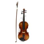 Violin 14'' two piece back, ebony fingerboard tailpiece and pegs, with label 'Hopf Anno 1973', cased