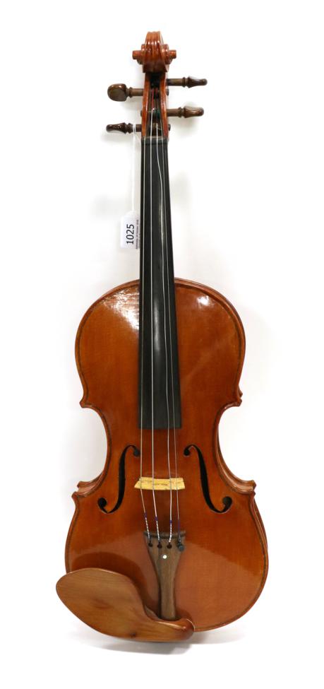 Violin 14'' two piece back, ebony fingerboard, with label 'John Mather Harrogate 2006 No.47'