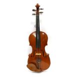 Violin 14'' two piece back, ebony fingerboard, with label 'John Mather Harrogate 2006 No.47'