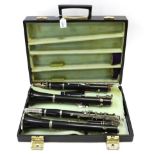 Clarinets Bb by Boosey & Hawkes (Edgware) no.306494 on upper and lower joint, with original barrel