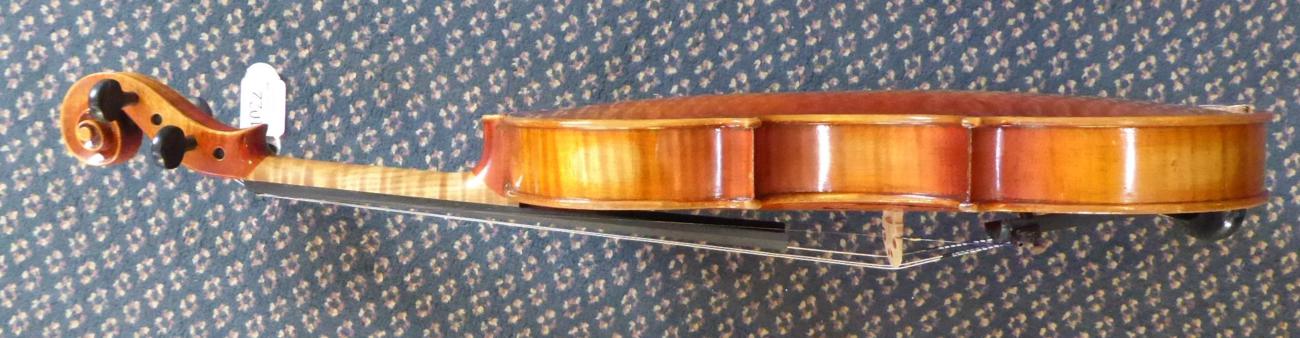 Violin 14'' two piece back, ebony fingerboard tailpiece and pegs, with label 'Hopf Anno 1973', cased - Image 3 of 12