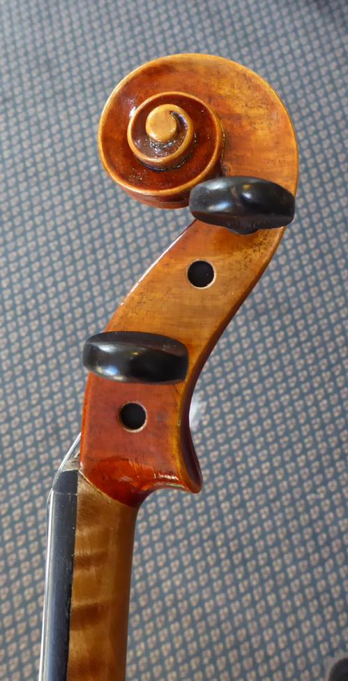 Violin 14'' two piece back, ebony fingerboard tailpiece and pegs, with label 'Hopf Anno 1973', cased - Image 8 of 12