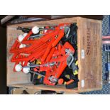 Various Woodworking Tools including assorted G-Clamps various sizes