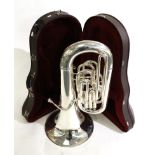 Besson EEb Sovereign Tuba BE982 no.12000142, silver plated, Made in Germany, four valve compensating