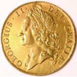 George II (1727-1760), Two Guineas, 1740/39, intermediate laur. head left, (S.3668). Pierced and