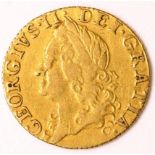 George II (1727-1760), Half Guinea, 1756, older laureate head left, rev.crowned shield of arms, (S.