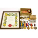 A First / Second World War Family Group of Medals, comprising a First World War trio, to M2-033178