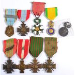 A Collection of Nine French First/Second World War Medals, including Legion d'Honneur Knight's