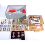 A Quantity of Mainly Replica Miniature Medals, some bar mounted, but split, also replica medals,