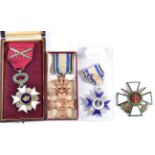 A Second World War Belgian Order of the Crown Knight's Cross, the ribbon set with crossed swords, in