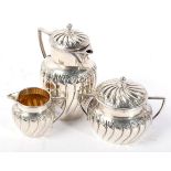 A German silver bachelors three piece part coffee service, Martin Mayer, 800 standard