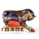 A Royal Crown Derby Imari paperweight, Bull