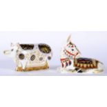 Royal Crown Derby Imari paperweights, Spotty Pig and Donkey (2)