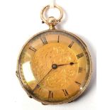 A Continental open faced pocket watch, stamped '14'