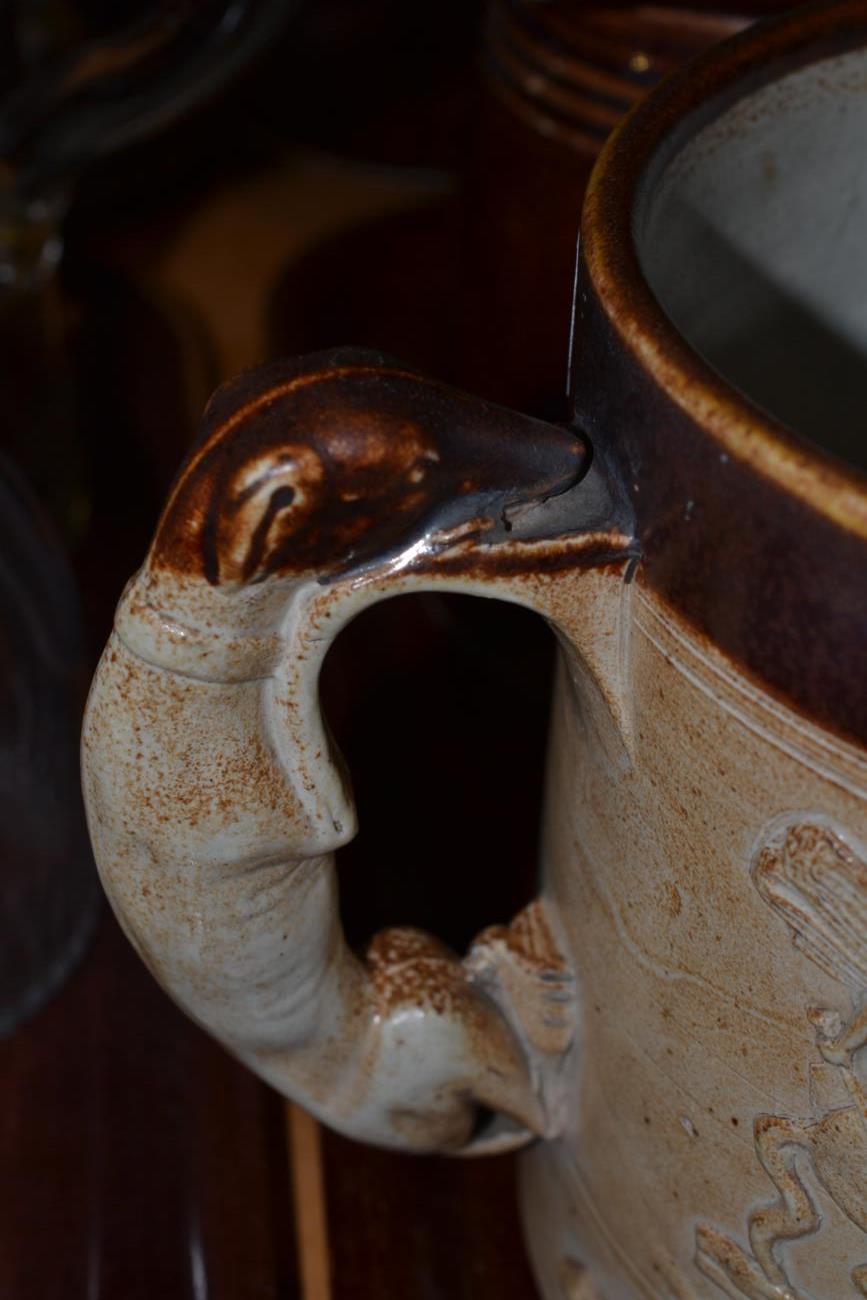 A 19th century salt glazed stoneware tyg; and three similar jugs (4) - Image 13 of 13