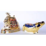 Royal Crown Derby Imari paperweights, Hippopotamus and Camel (2)