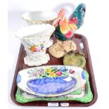 A selection of ceramic items comprising of a Beswick cockerel 'Leghorn'; Maling oval bowl; a