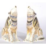 Royal Crown Derby Imari paperweights, Wolf and another the same, both boxed (2)