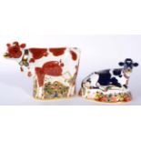 Royal Crown Derby Imari Paperweight Daisy Cow and Fresian Cow 'Buttercup' (2)