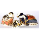 Royal Crown Derby Imari paperweights, Riverbank Beaver, Moonlit Badger and Bumblebee (3)