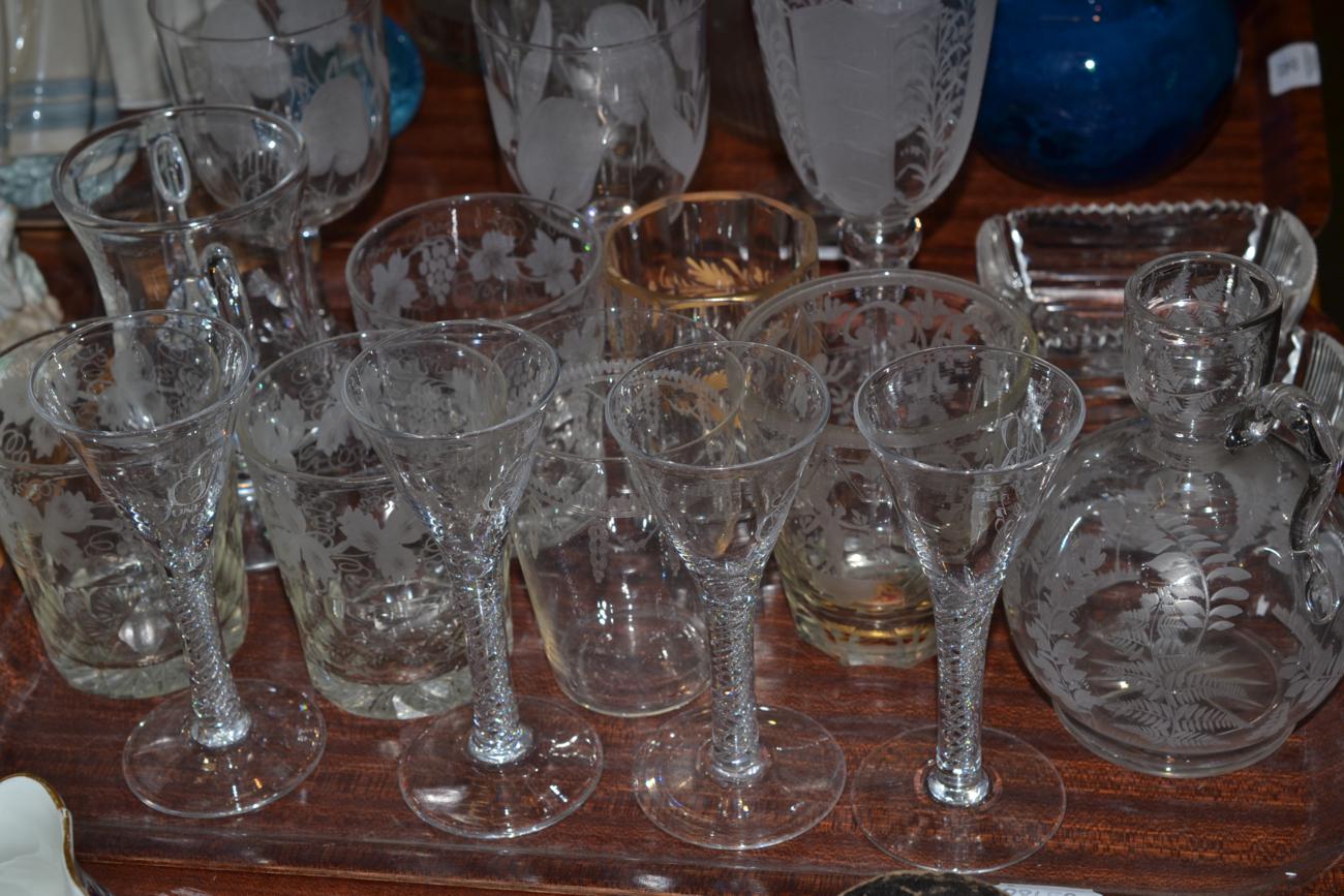 Two trays of assorted glass, mainly 19th/20th century; and a tray of assorted glass, including a - Image 2 of 6