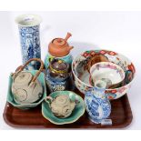 Various Chinese and Japanese pottery and porcelain including 18th century style blue & white