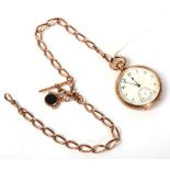 A gold plated pocket watch; and a 9 carat gold curb link chain with attached swivel seal