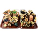 Two trays of Royal Doulton and other character jugs