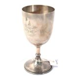 A silver goblet engraved with the Royal Brunei Armed Forces emblem, London 1970